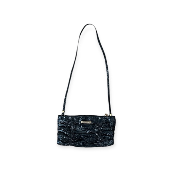 Black Micheal Kors Patent Animal Print Clutch Strap Bag - Picture 2 of 13